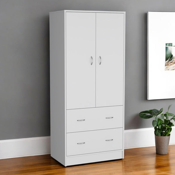 Homeroots 71" White Two Door, Two Drawer Combo Dresser - Stylish And Versatile Storage Solution For Any Bedroom  Manufactured Wood 552277