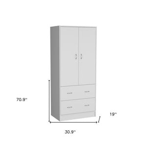 Homeroots 71" White Two Door, Two Drawer Combo Dresser - Stylish And Versatile Storage Solution For Any Bedroom  Manufactured Wood 552277