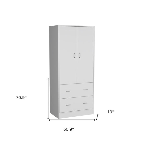 Homeroots 71" White Two Door, Two Drawer Combo Dresser - Stylish And Versatile Storage Solution For Any Bedroom  Manufactured Wood 552277