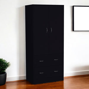 Homeroots 71" Black Two Door Combo Dresser - Stylish Storage Solution With Drawers And Cabinets For Any Space  Manufactured Wood 552278