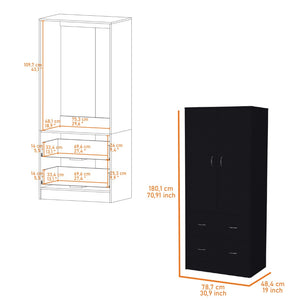 Homeroots 71" Black Two Door Combo Dresser - Stylish Storage Solution With Drawers And Cabinets For Any Space  Manufactured Wood 552278