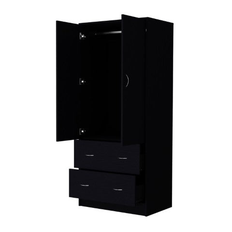 Homeroots 71" Black Two Door Combo Dresser - Stylish Storage Solution With Drawers And Cabinets For Any Space  Manufactured Wood 552278