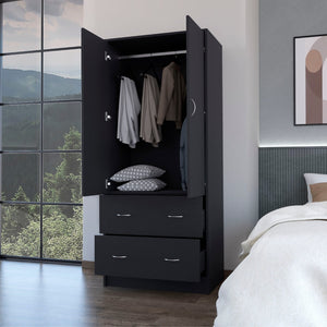 Homeroots 71" Black Two Door Combo Dresser - Stylish Storage Solution With Drawers And Cabinets For Any Space  Manufactured Wood 552278