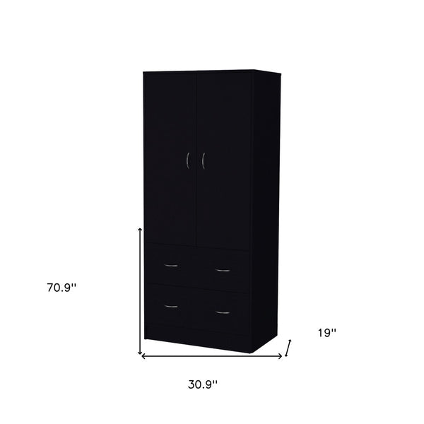 Homeroots 71" Black Two Door Combo Dresser - Stylish Storage Solution With Drawers And Cabinets For Any Space  Manufactured Wood 552278