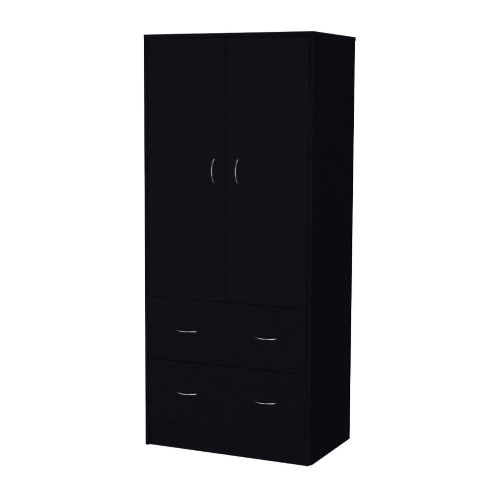 HomeRoots 71" Black Combo Dresser with Two Doors and Drawers - Modern Storage Solution for Your Bedroom Decor 552278