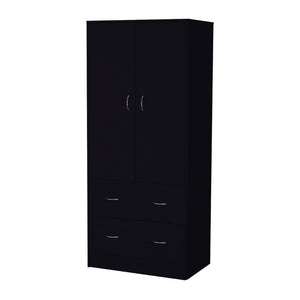 HomeRoots 71" Black Combo Dresser with Two Doors and Drawers - Modern Storage Solution for Your Bedroom Decor 552278
