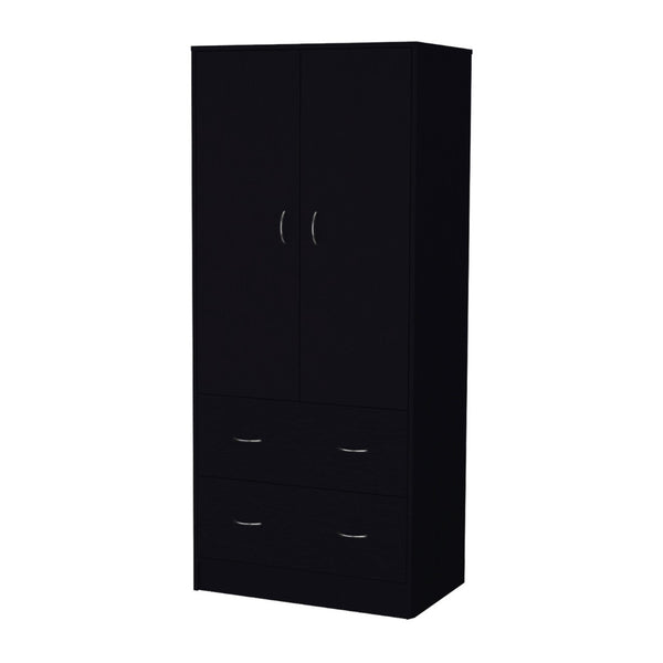 HomeRoots 71" Black Combo Dresser with Two Doors and Drawers - Modern Storage Solution for Your Bedroom Decor 552278