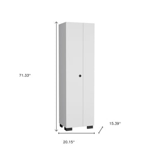 HomeRoots 71" White Wood Utility Cabinet with Adjustable Shelves - Space-Saving Storage for Modern Homes 552279