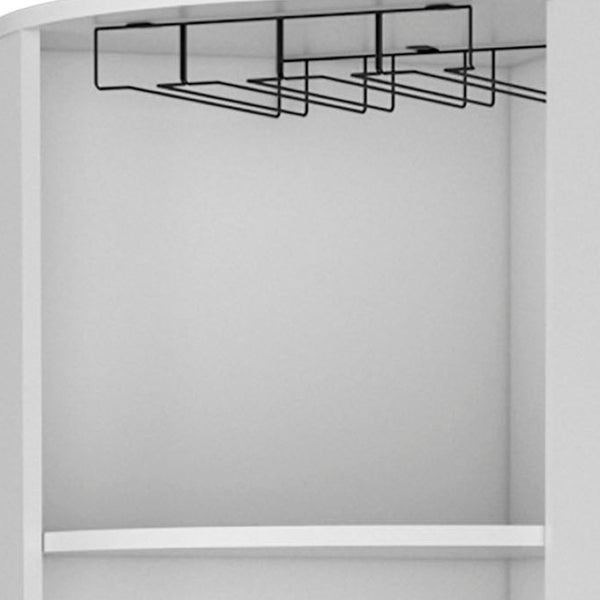 HomeRoots 71" White Wood Corner Bar Cabinet – Space-Saving Design with Wine Storage & Glassware Display for Home 552280