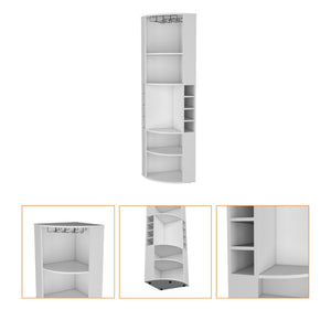 HomeRoots 71" White Wood Corner Bar Cabinet – Space-Saving Design with Wine Storage & Glassware Display for Home 552280