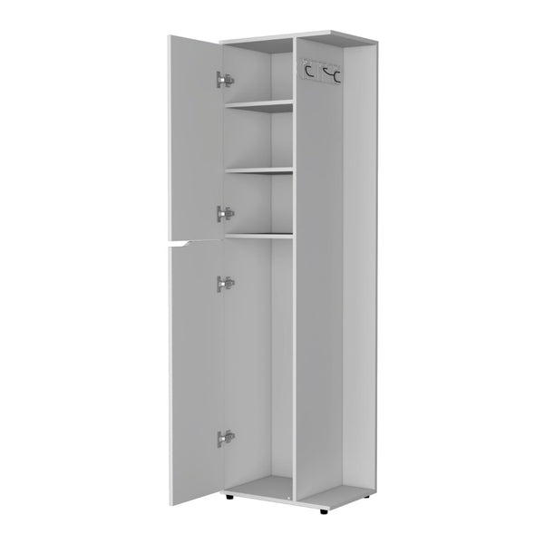 HomeRoots 71" Elegant White Wood Accent Cabinet with Two Doors, Versatile Storage for Any Room Décor 552286