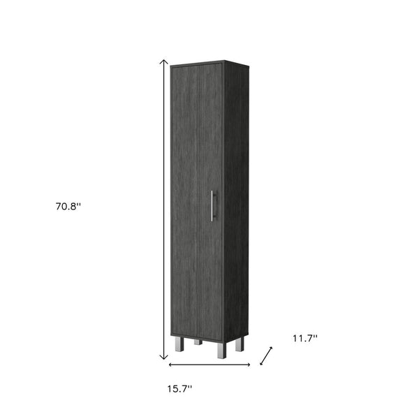 HomeRoots 71" Gray Wood Accent Cabinet - Slim, Stylish Storage Solution for Compact Spaces & Modern Decor 552288