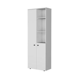 HomeRoots 67" White Modern Storage Cabinet - Space-Saving Pantry Organizer with 8 Shelves for Any Room 552289