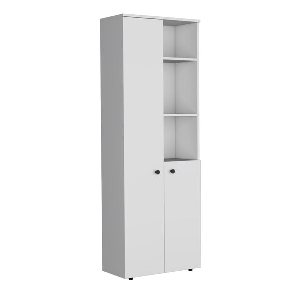 HomeRoots 67" White Modern Storage Cabinet - Space-Saving Pantry Organizer with 8 Shelves for Any Room 552289