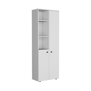 HomeRoots 67" White Modern Storage Cabinet - Space-Saving Pantry Organizer with 8 Shelves for Any Room 552289