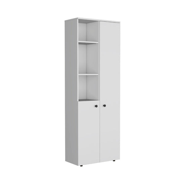 HomeRoots 67" White Modern Storage Cabinet - Space-Saving Pantry Organizer with 8 Shelves for Any Room 552289