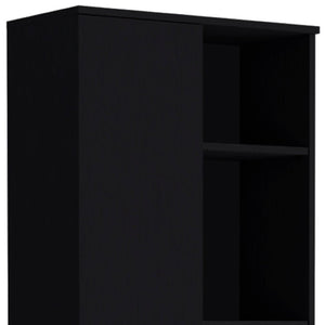 HomeRoots 67" Black Wood Pantry - Stylish Two-Door Storage Closet with 8 Shelves for Organized Living Spaces 552290