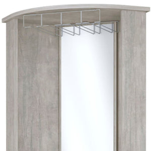 HomeRoots 75" Gray Wood Corner Bar Cabinet - Stylish Space-Saving Storage with Glass Doors for Any Room 552291