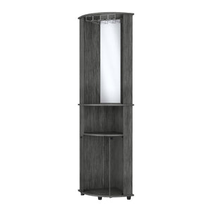 HomeRoots 75" Gray Wood Corner Bar Cabinet - Stylish Storage Solution with Two Doors for Modern Spaces 552292