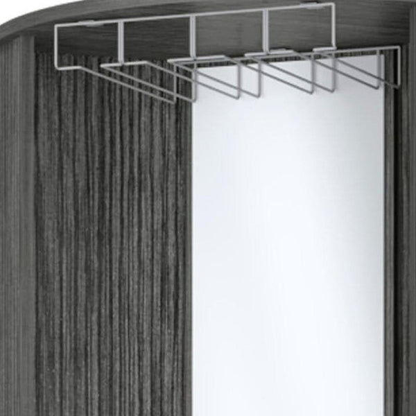 HomeRoots 75" Gray Wood Corner Bar Cabinet - Stylish Storage Solution with Two Doors for Modern Spaces 552292