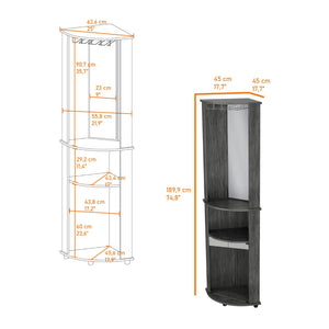 HomeRoots 75" Gray Wood Corner Bar Cabinet - Stylish Storage Solution with Two Doors for Modern Spaces 552292