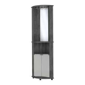 HomeRoots 75" Gray Wood Corner Bar Cabinet - Stylish Storage Solution with Two Doors for Modern Spaces 552292