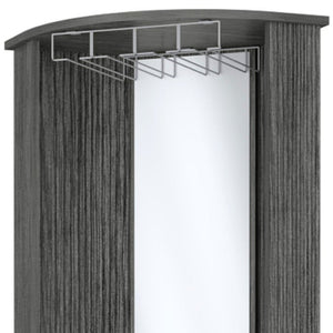 HomeRoots 75" Gray Wood Corner Bar Cabinet - Stylish Storage Solution with Two Doors for Modern Spaces 552292