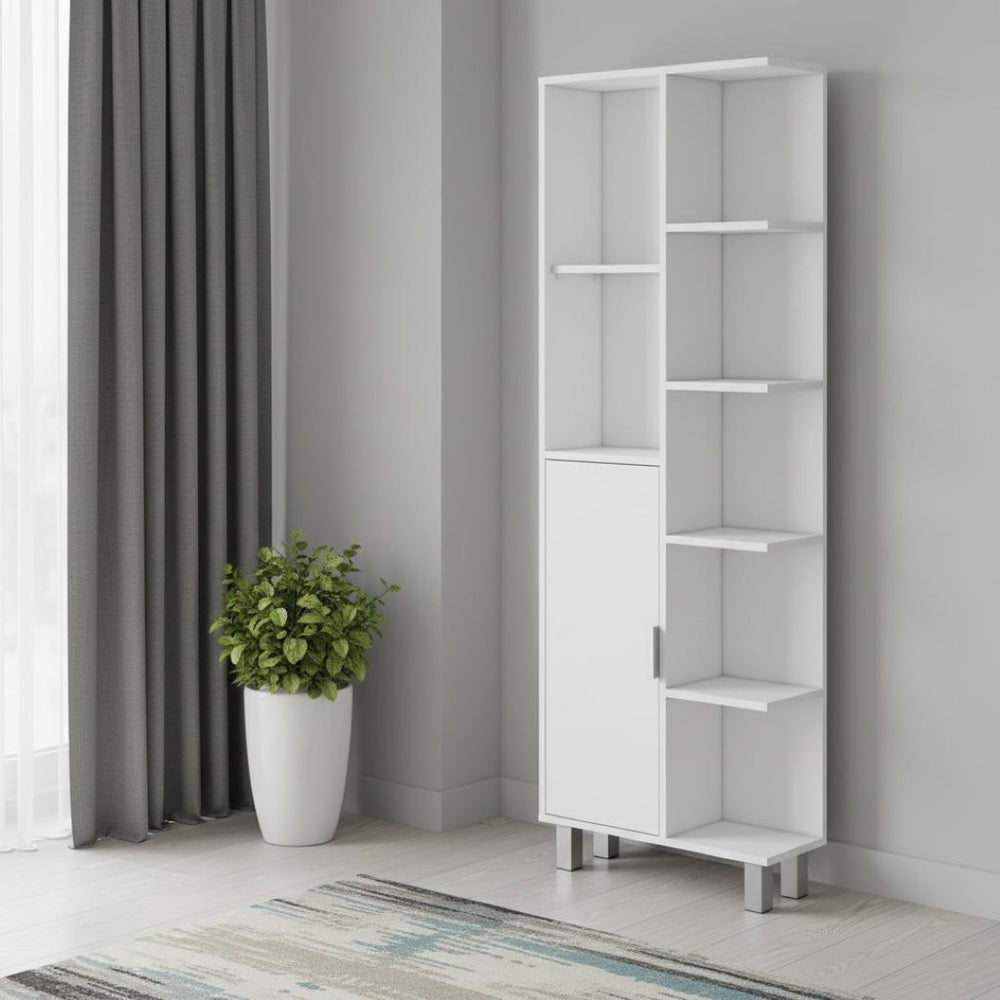 HomeRoots 63" Elegant White Wood Accent Cabinet – Sleek Single-Door Storage for Modern & Coastal Decor 552293