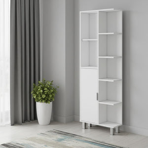 HomeRoots 63" Elegant White Wood Accent Cabinet – Sleek Single-Door Storage for Modern & Coastal Decor 552293