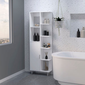 HomeRoots 63" Elegant White Wood Accent Cabinet – Sleek Single-Door Storage for Modern & Coastal Decor 552293