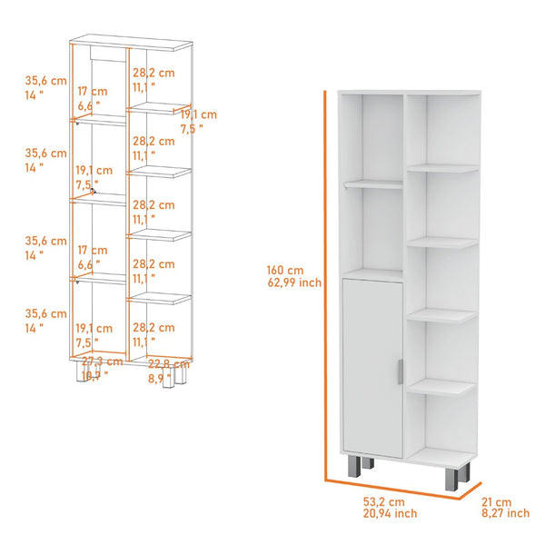 HomeRoots 63" Elegant White Wood Accent Cabinet – Sleek Single-Door Storage for Modern & Coastal Decor 552293