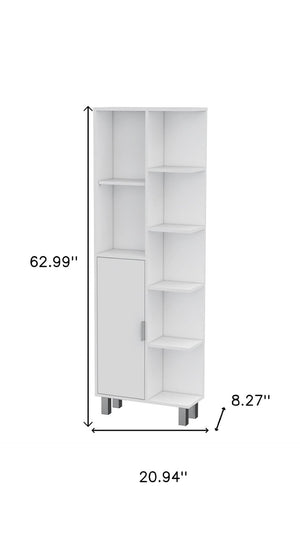 HomeRoots 63" Elegant White Wood Accent Cabinet – Sleek Single-Door Storage for Modern & Coastal Decor 552293