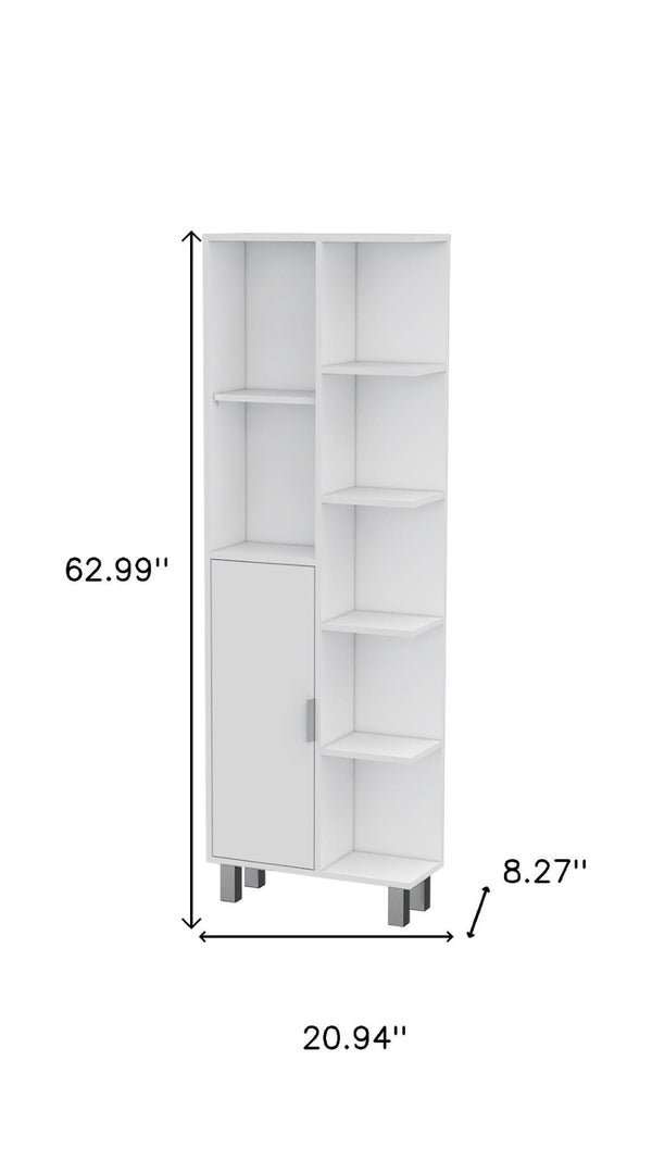 HomeRoots 63" Elegant White Wood Accent Cabinet – Sleek Single-Door Storage for Modern & Coastal Decor 552293