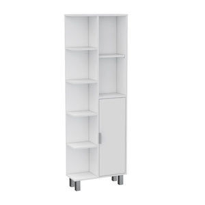 HomeRoots 63" Elegant White Wood Accent Cabinet – Sleek Single-Door Storage for Modern & Coastal Decor 552293