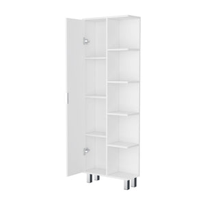 HomeRoots 63" Modern White Wood Pantry Storage Closet with 9 Shelves - Ideal for Compact Spaces & Style 552294