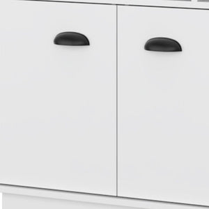 HomeRoots 29" White Wood Bar Cabinet - Modern Two-Door Design, Elegant Storage for Drinks & Glassware Essentials 552295