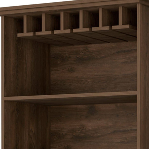 HomeRoots 29" Brown Wood Bar Cabinet - Stylish Two-Door Storage for Wine & Glasses, Perfect for Any Space! 552296
