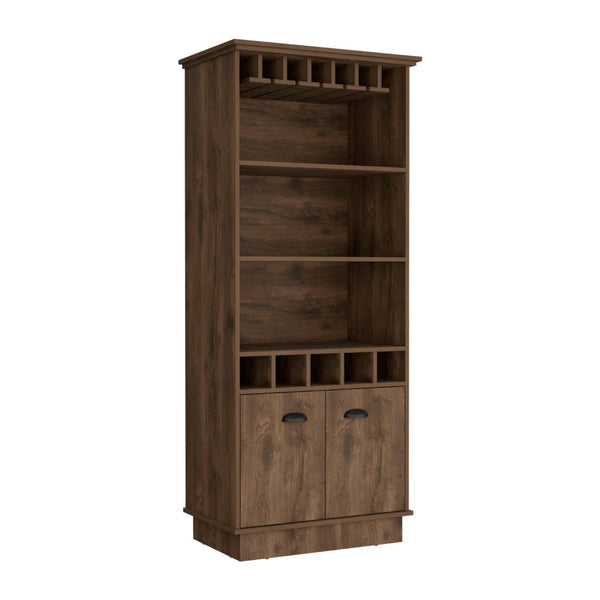 HomeRoots 29" Brown Wood Bar Cabinet - Stylish Two-Door Storage for Wine & Glasses, Perfect for Any Space! 552296