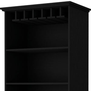 Homeroots 70" Black Wood Bar Cabinet - Modern Storage Solution For Wine, Stylish Design, Fits Anywhere!   552297