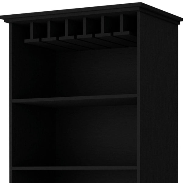 Homeroots 70" Black Wood Bar Cabinet - Modern Storage Solution For Wine, Stylish Design, Fits Anywhere!   552297