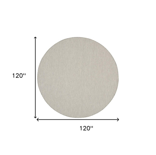 HomeRoots 10' Ivory and Gray Round Geometric Area Rug - Modern, Durable, Indoor/Outdoor, Low-Maintenance Style! 552298