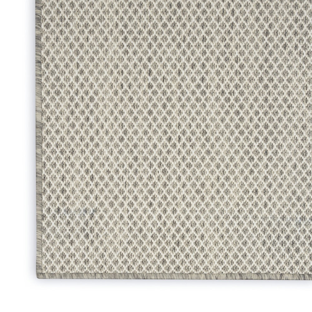 HomeRoots 10' Ivory and Silver Geometric Indoor Outdoor Area Rug - Modern, Durable, Easy to Clean, Versatile Decor 552299