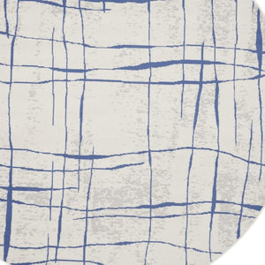 HomeRoots 8' Abstract Distressed Ivory and Blue Rug - Modern Geometric Design for Stylish, Family-Friendly Spaces 8' Round 552301