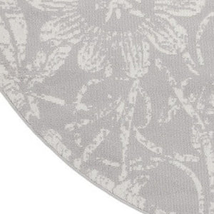 HomeRoots 8' Distressed Floral Ivory and Gray Rug - Timeless Charm, Durable Design for Cozy Homes and Spaces 8' Round 552302
