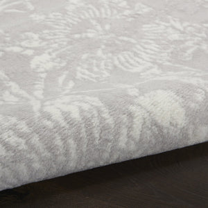 HomeRoots 8' Distressed Floral Ivory and Gray Rug - Timeless Charm, Durable Design for Cozy Homes and Spaces 8' Round 552302