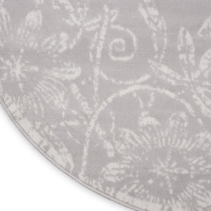 HomeRoots 8' Distressed Floral Ivory and Gray Rug - Timeless Charm, Durable Design for Cozy Homes and Spaces 8' Round 552302