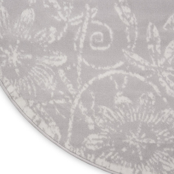 HomeRoots 8' Distressed Floral Ivory and Gray Rug - Timeless Charm, Durable Design for Cozy Homes and Spaces 8' Round 552302