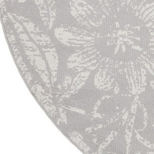 HomeRoots 8' Distressed Floral Ivory and Gray Rug - Timeless Charm, Durable Design for Cozy Homes and Spaces 8' Round 552302