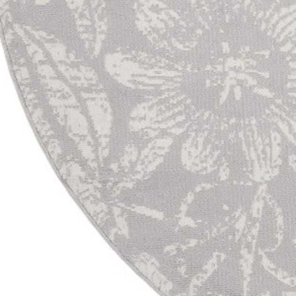 HomeRoots 8' Distressed Floral Ivory and Gray Rug - Timeless Charm, Durable Design for Cozy Homes and Spaces 8' Round 552302