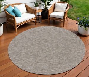 HomeRoots 8' Gray and Light Gray Round Geometric Area Rug – Stylish, Durable Indoor/Outdoor Décor for Any Space 552303